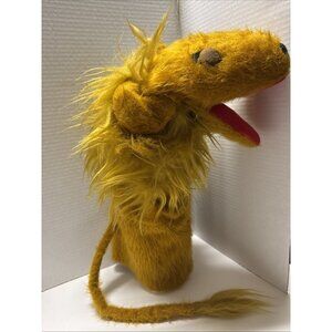 Vintage Lion Hand Puppet Yellow Faux Fur 21” Long Tail Plush Costume Prop